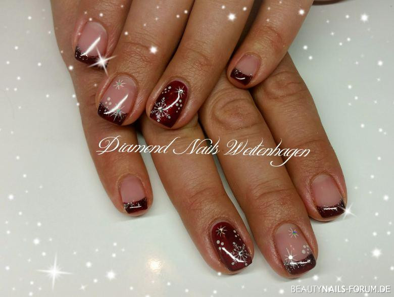 Nageldesign Winter Glitzer
 Weihnachtliches Nageldesign Schneeflocken Winter