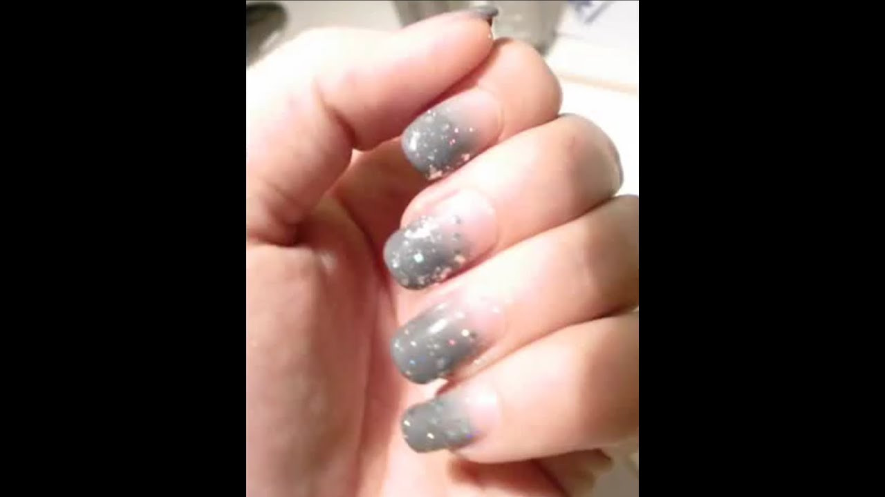 Nageldesign Winter Glitzer
 Nageldesign mal winterlich Grau und Glitzer