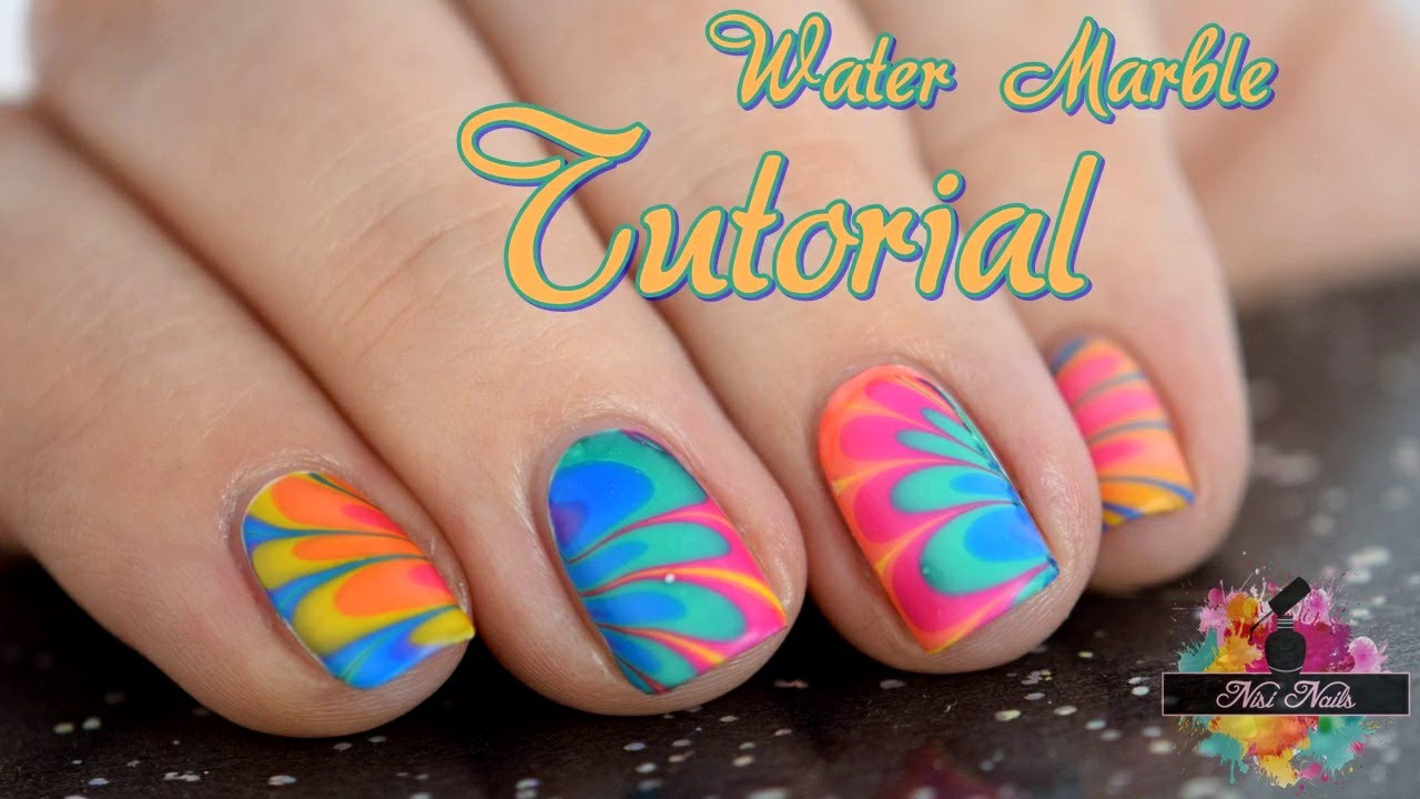 Nageldesign Youtube Deutsch
 Water Marble Nail Art Tutorial Nageldesign für kurze