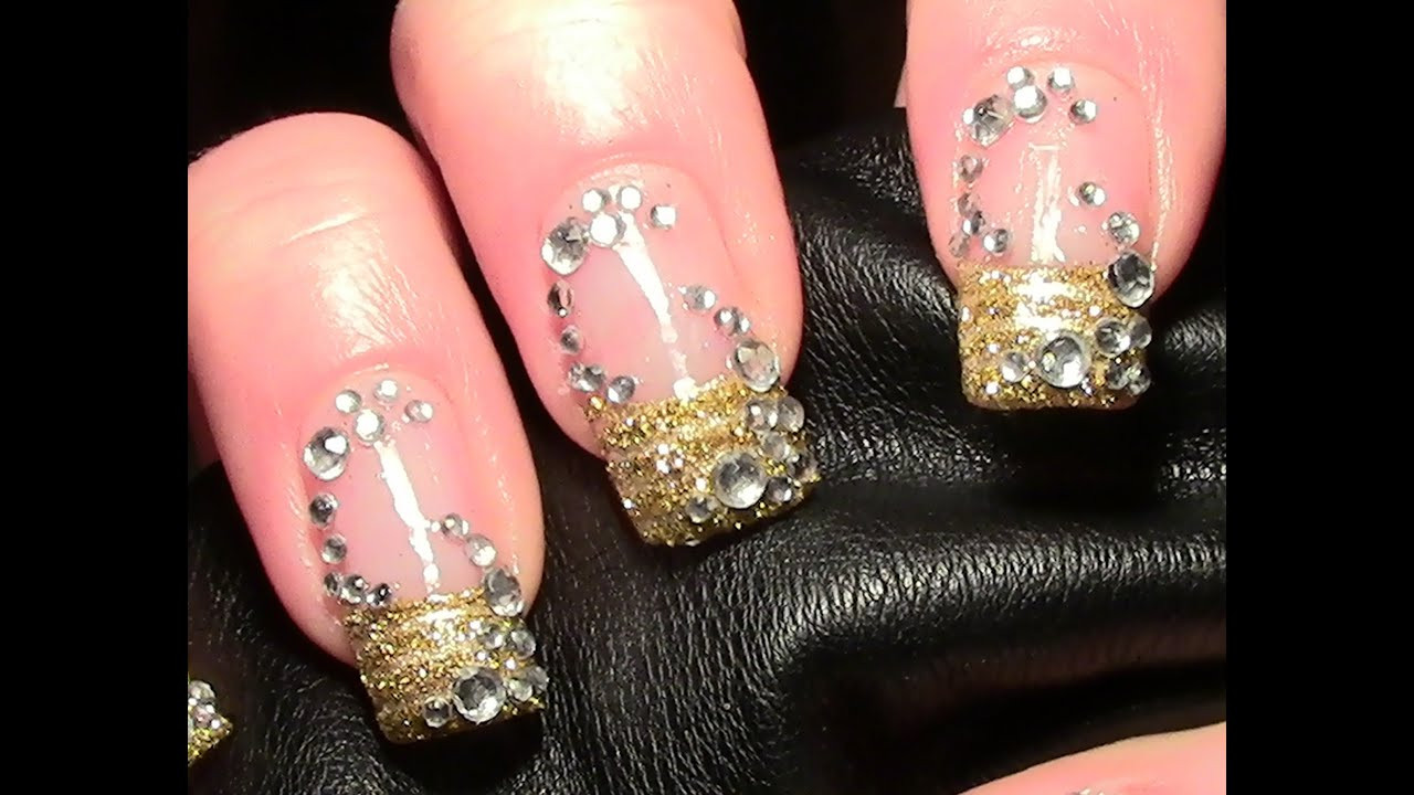 Nageldesign Zum Selber Machen
 Goldiges Strass Nageldesign zum selber machen Gold