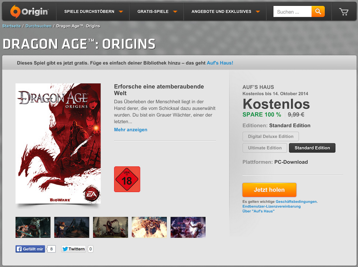 Origin Aufs Haus
 Aufs Haus EA verschenkt Dragon Age Origins Hardwareluxx