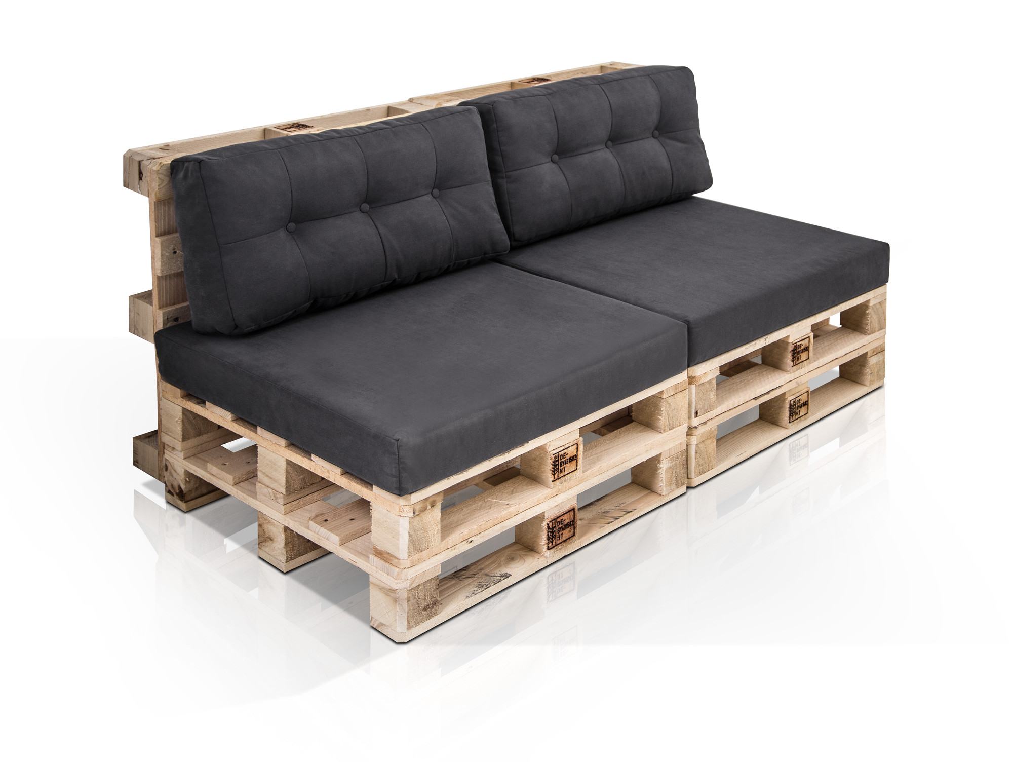 Paletten Couch
 PALETTI 2 Sitzer Sofa aus Paletten natur ohne Armlehnen