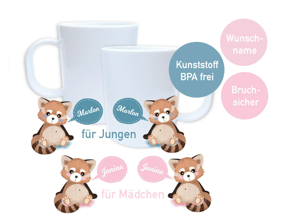 Panda Geschenke
 Panda Geschenke für Kinder bedruckte Kunststoff Tasse