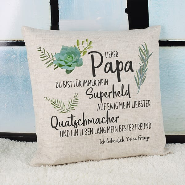 Papa Geschenke
 Personalisierbares Kissen Papa mein Held online kaufen