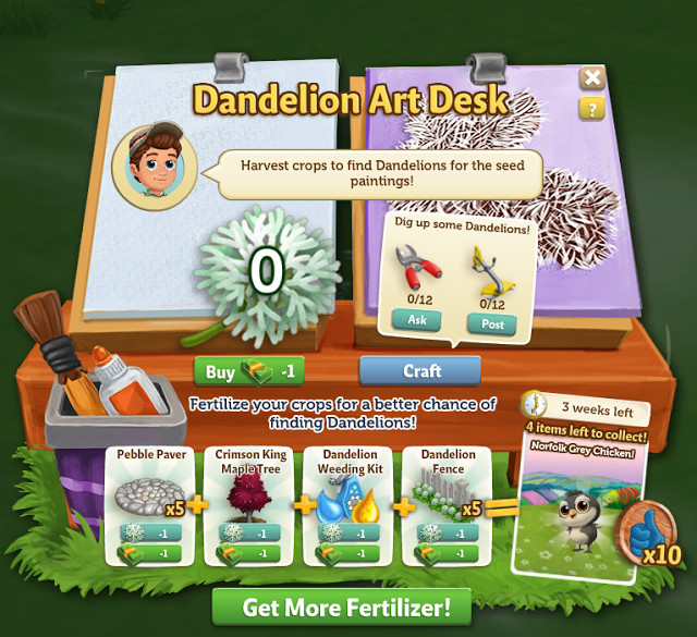 Pearls Peril Geschenke
 SocialPlanet FarmVille 2 Der Löwenzahn Künstlertisch