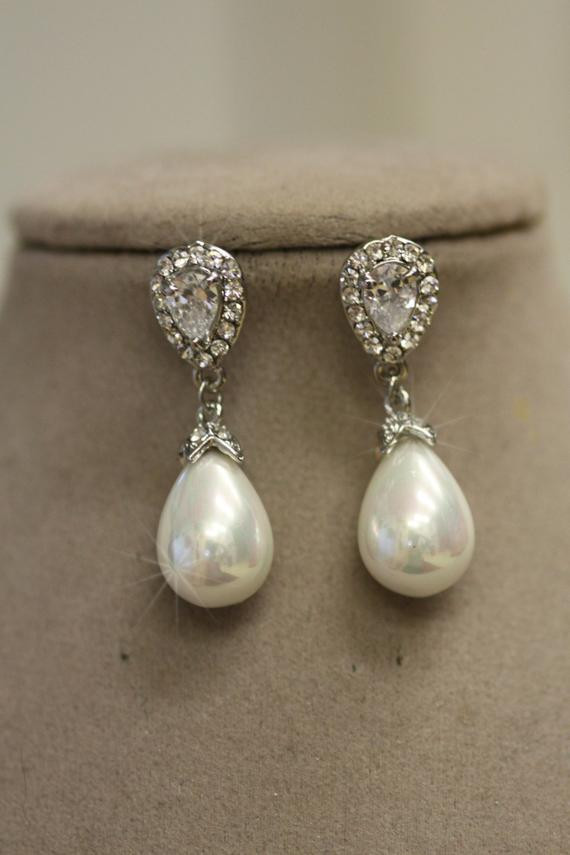 Perlen Ohrringe Hochzeit
 Vintage Style Bridal Pearl earrings Pearl earrings Wedding