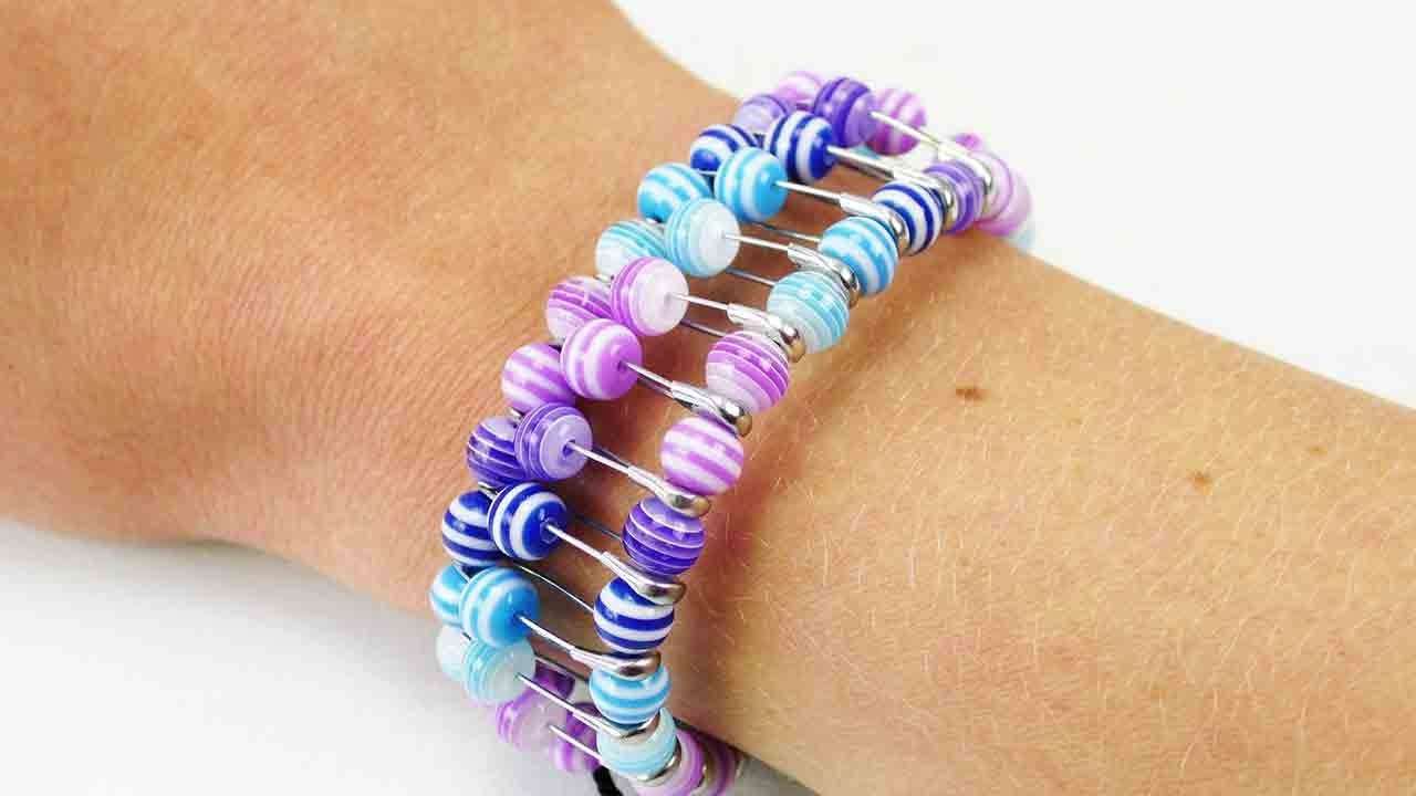 Perlenarmband Diy
 DIY Perlen Armband Buntes Armband mit Sicherheitsnadeln