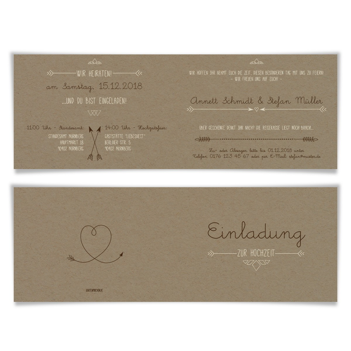 Pfeil Hochzeit
 Hochzeit Einladungskarten Pfeil mit Herz