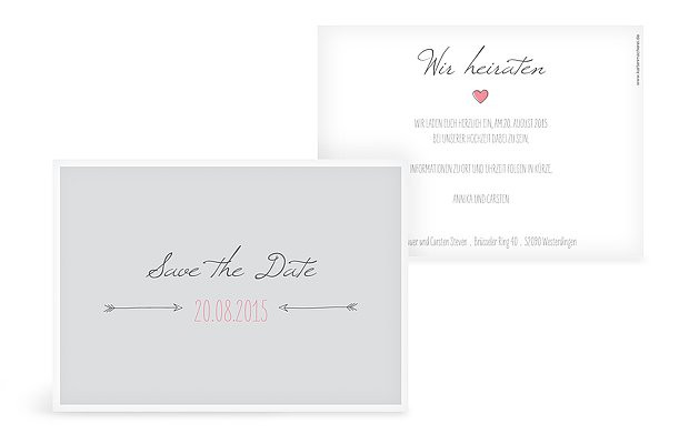 Pfeil Hochzeit
 Save the Date Karte "Pfeil"
