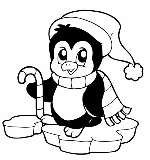 Pinguin Ausmalbilder
 Kostenlose Malvorlage Weihnachten Weihnachts Pinguin mit