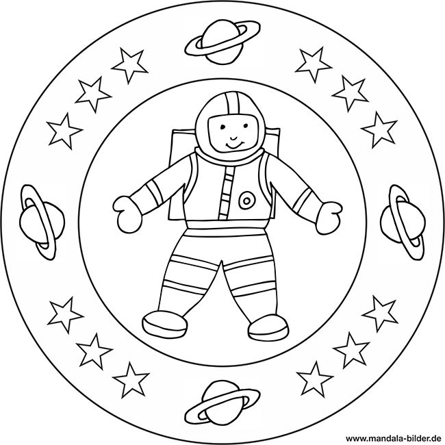 Planeten Ausmalbilder
 Kinder Mandala Zum Thema Astronaut Und WeltallAstronaut