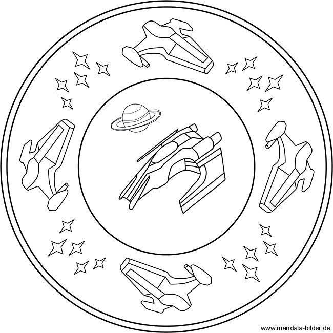 Planeten Ausmalbilder
 Mandala Ausmalbild Raumschiffe Sterne und Planeten
