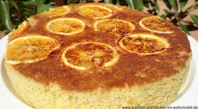 Portugiesischer Kuchen
 Orangen Kuchen mit Reismehl in der Pfanne gebacken ohne