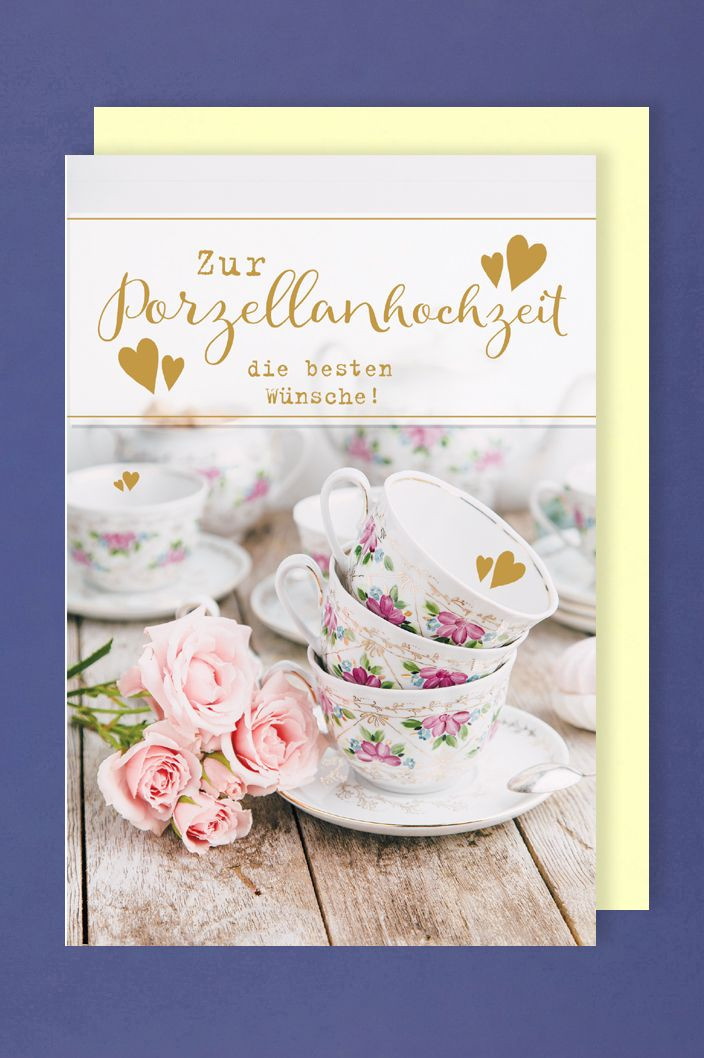 Porzellan Hochzeit
 Porzellanhochzeit Grußkarte Hochzeitstag Kaffeegeschirr