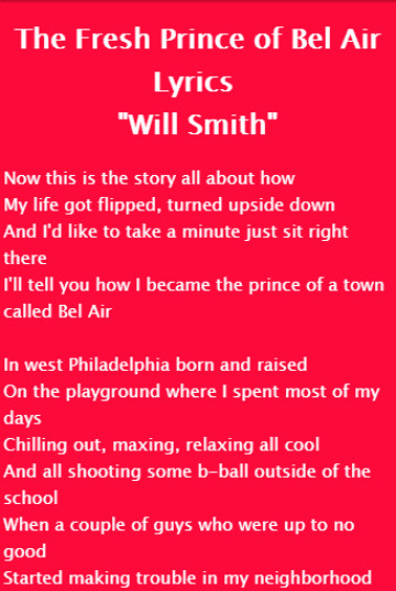 Prince Of Bel Air Lyrics
 Will Smith Song Lyrics 2017 1 0 APK Download Android