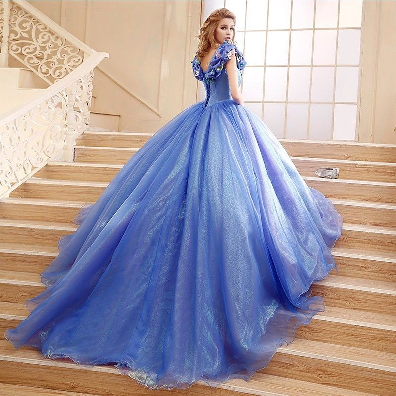 Prinzessinnen Kleider Hochzeit
 Cinderella Prinzessin Ballkleid in Hell Blau