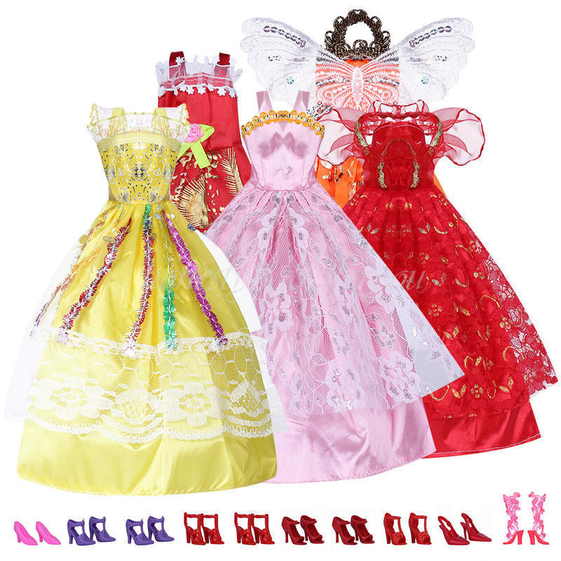 Prinzessinnen Kleider Hochzeit
 5X Barbie Kleidung Prinzessinnen Satin Kleid Kleider