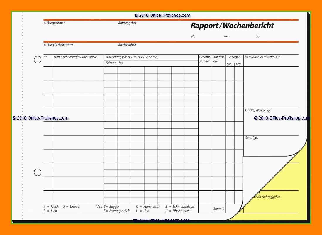 Rapportzettel Handwerk
 11 rapportzettel vorlage handwerk