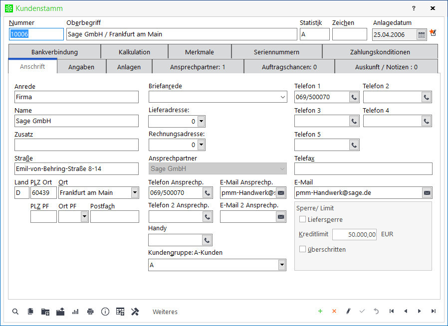 Sage Handwerk
 Sage Mediathek Screenshots Sage 50 Handwerk