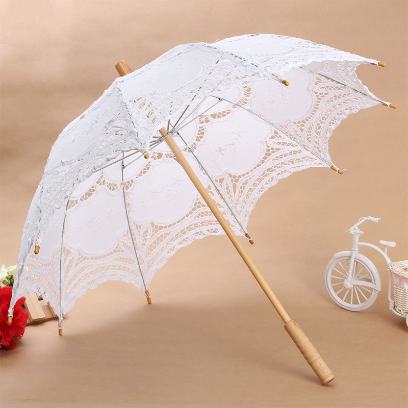 Schirm Hochzeit
 1x Vintage weiß Baumwolle Handarbeit Schirm Spitze