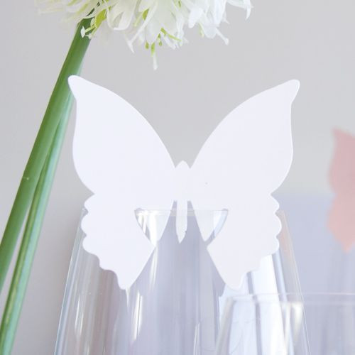 Schmetterling Hochzeit
 Tischkarten Hochzeit Schmetterling weiß Platzkarte für