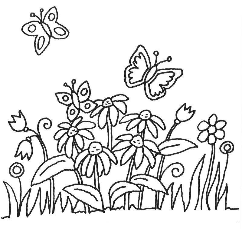 Schmetterlinge Ausmalbilder
 Kostenlose Malvorlage Blumen Schmetterlinge und Blumen
