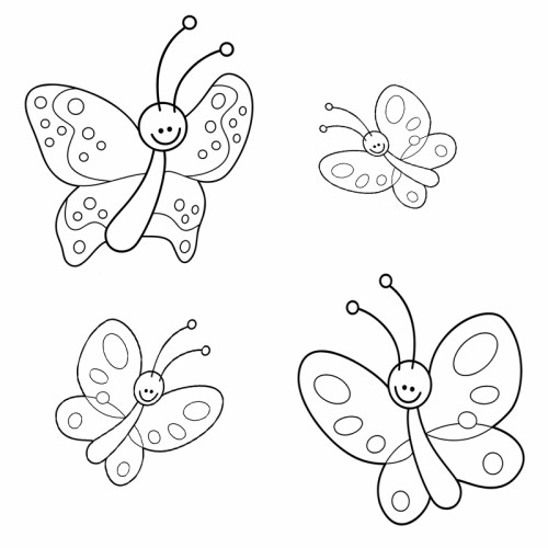 Schmetterlinge Ausmalbilder
 Kostenlose Malvorlage Natur Vier kleine Schmetterlinge
