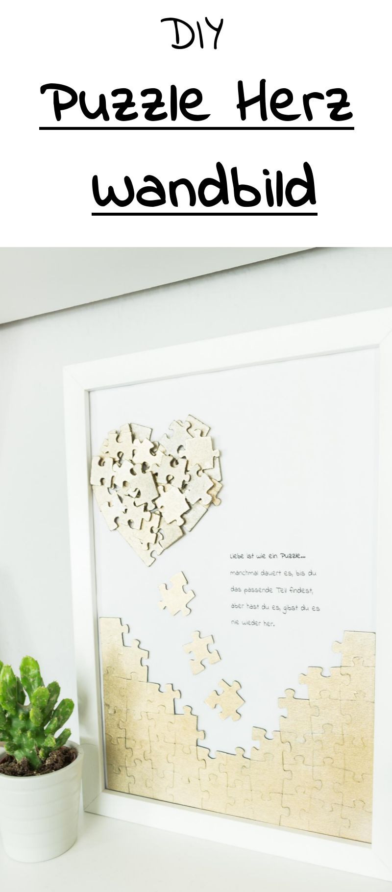 Schöne Valentinstag Geschenke
 Puzzle Herz Wandbild basteln schöne DIY Geschenkidee