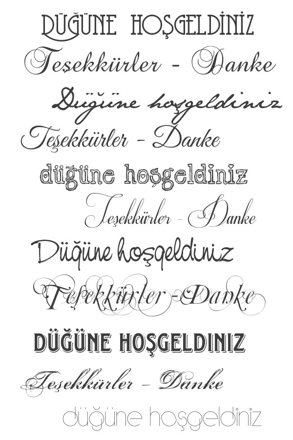 Schriftart Hochzeit
 Fonts mit türkischen Schriftzeichen