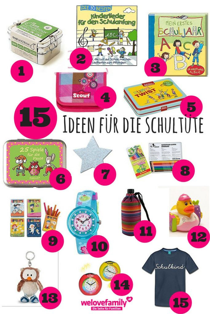 Schultüte Geschenke
 Schulbeginn Was kommt in Schultüte • welovefamily