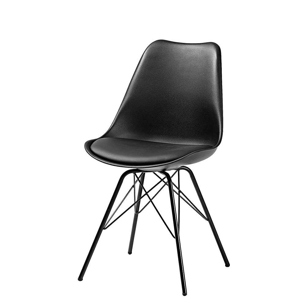 Schwarzer Stuhl
 Schwarzer Stuhl mit Sitzschale aus Kunstleder & Kunststoff
