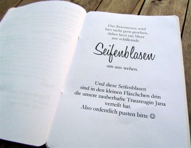 Seifenblasen Hochzeit Spruch
 Text Seifenblasen zur Hochzeit