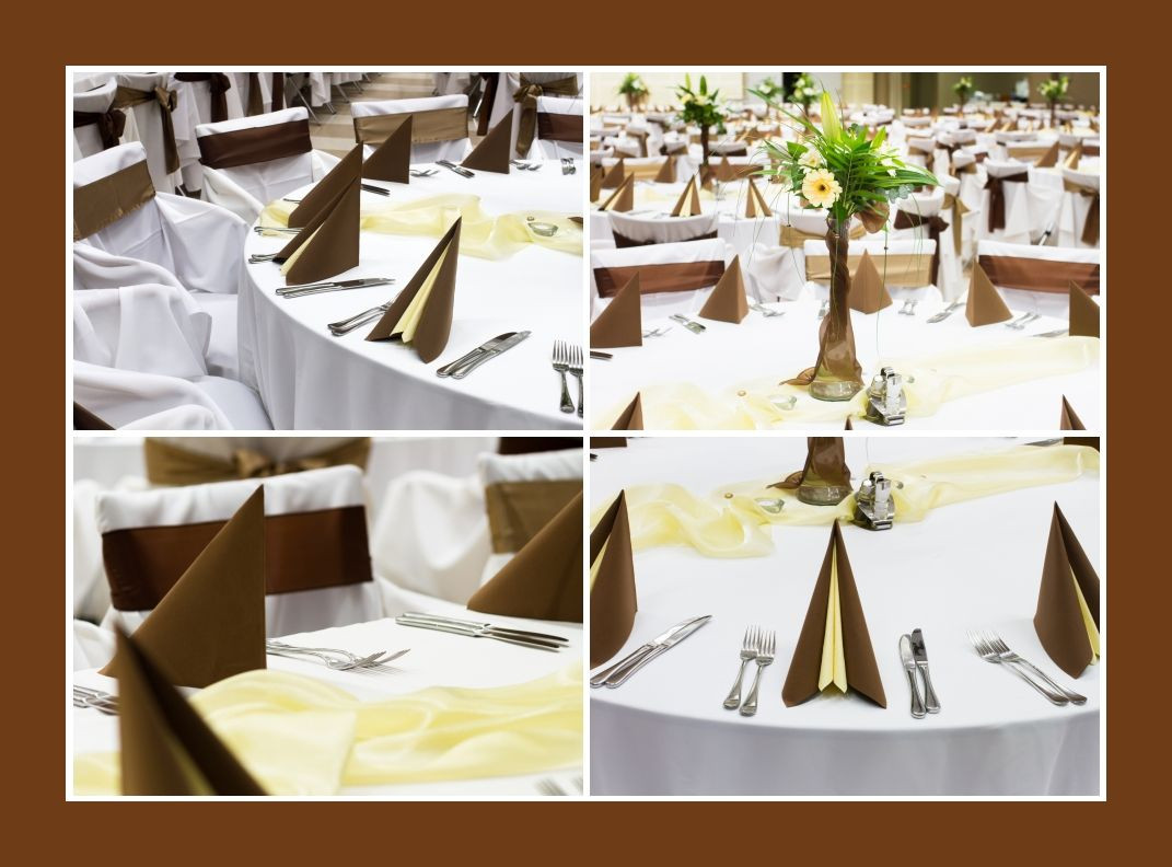 Servietten Falten Anleitung Hochzeit
 Zwei Servietten falten braun & creme