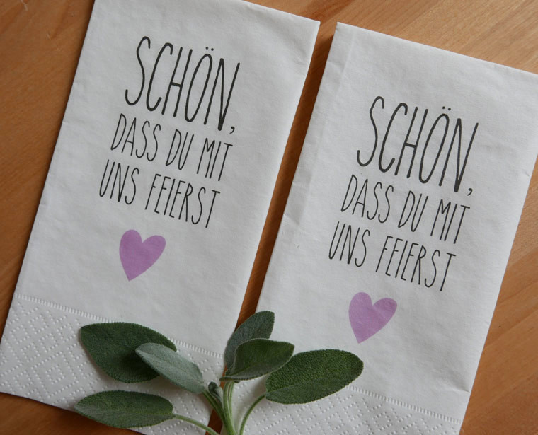 Servietten Hochzeit
 Servietten Hochzeit I Schön dass Du da bist