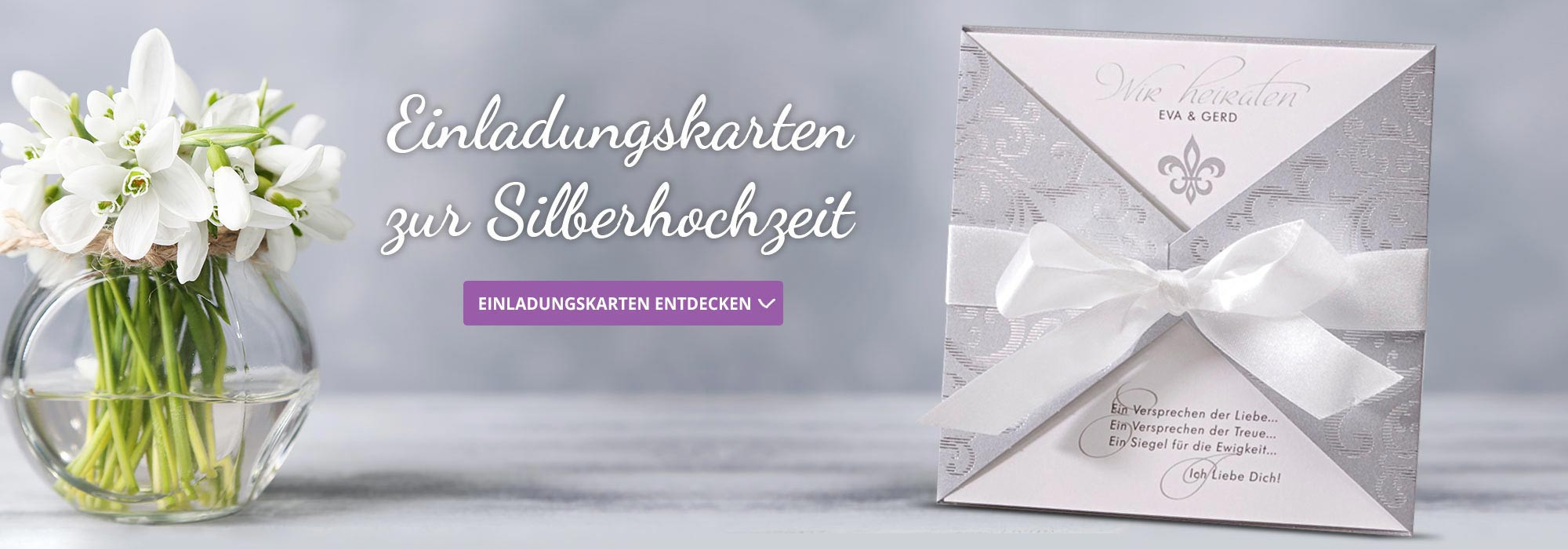 Silber Hochzeit
 Einladungskarten zur Silberhochzeit hier bestellen