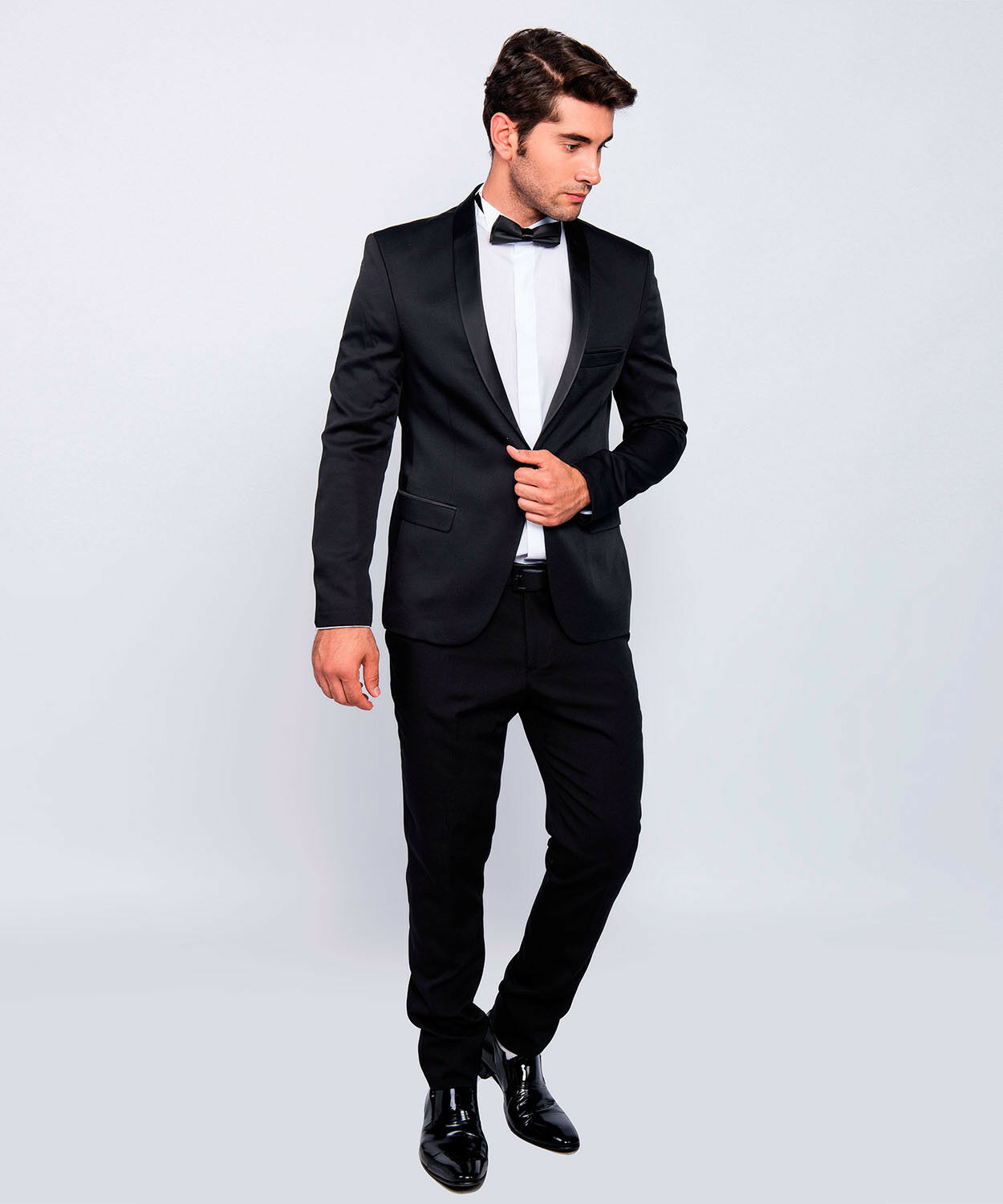 Smoking Hochzeit
 Modern Fit Herren Smoking in Schwarz Anzug Hochzeit Bühne