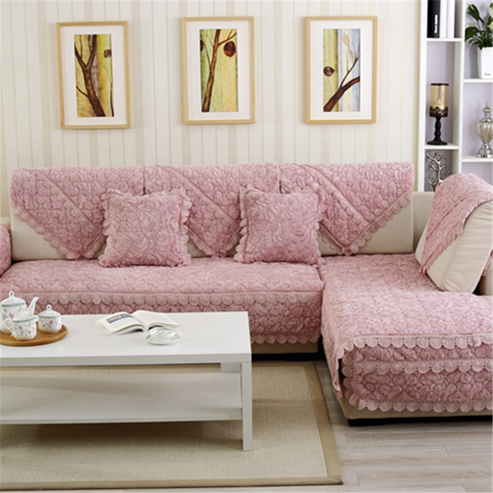 Sofa Rosa
 Tampas de assento Do Sofá Protetor Rosa de Pelúcia Eco