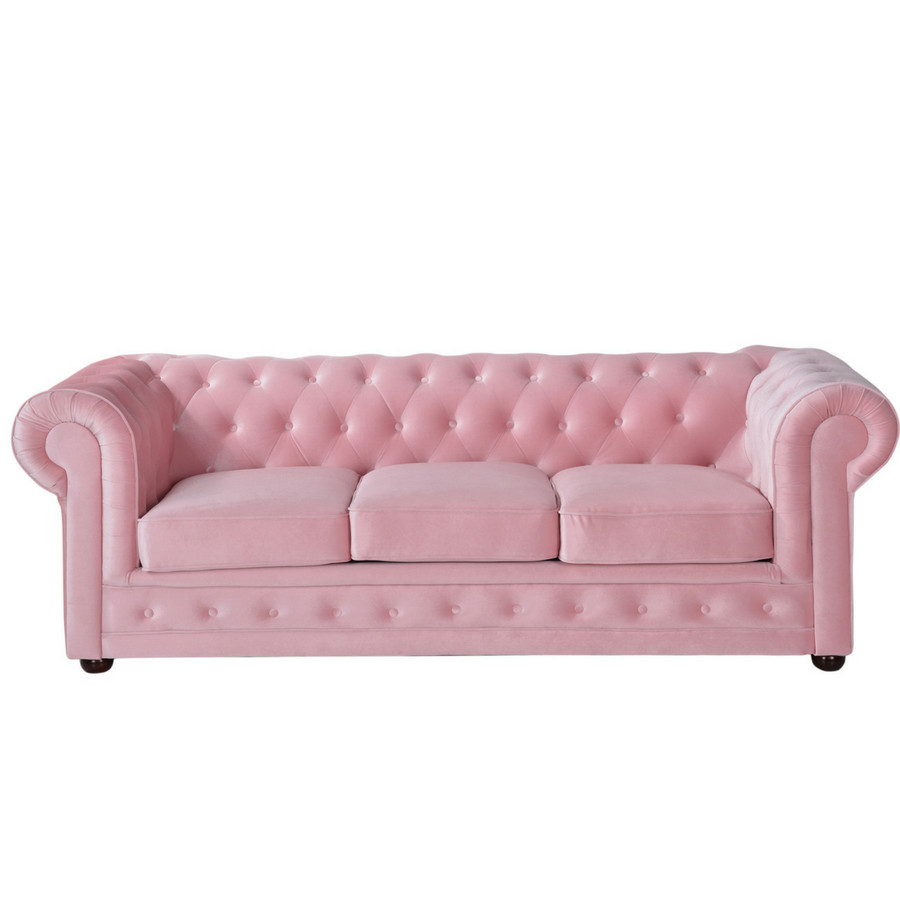 Sofa Rosa
 Sofá de veludo rosa quartzo 3 lugares