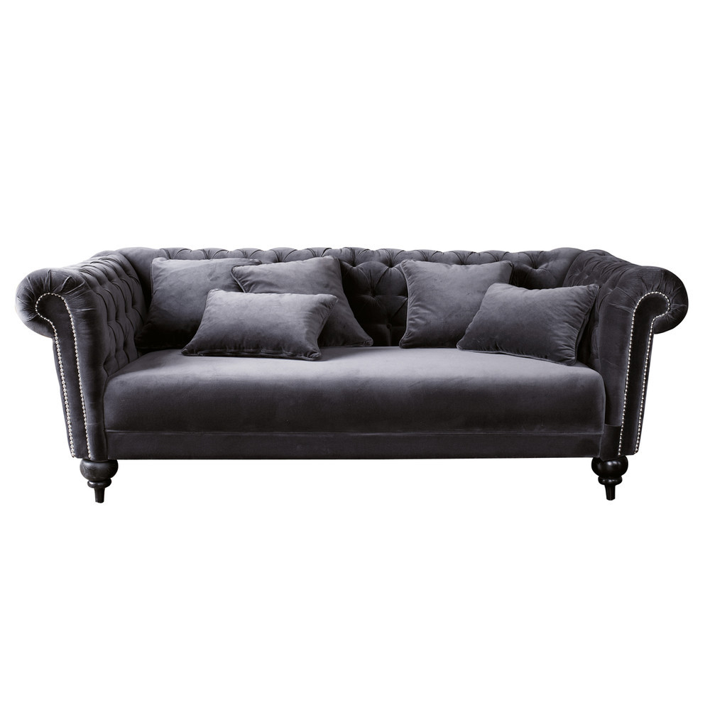 Sofa Samt
 Sofa 3 Sitzer aus Samt grau Carmen