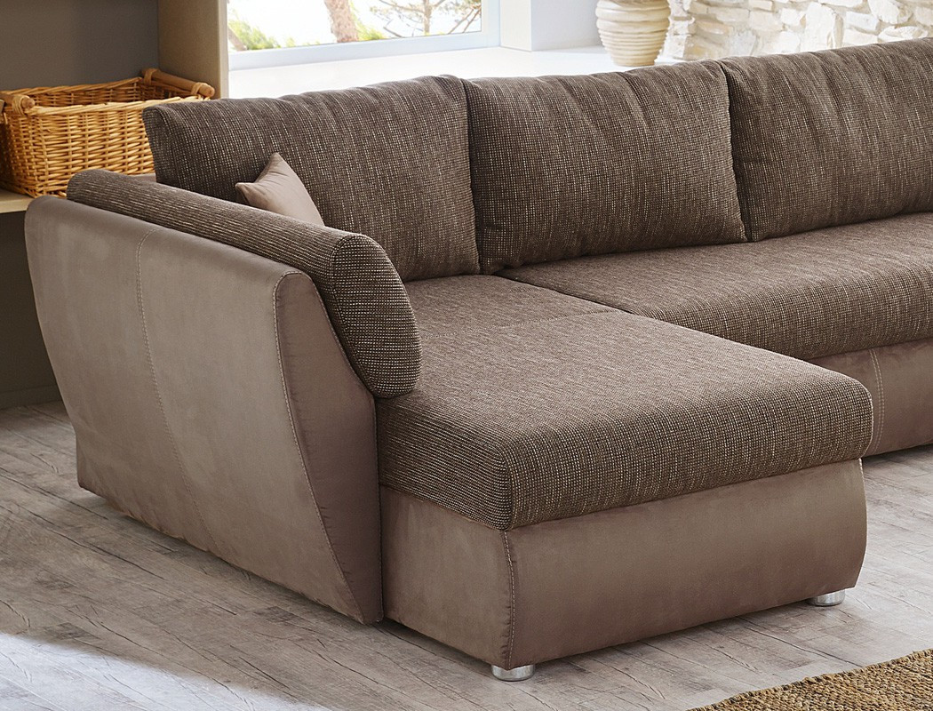 Sofa Stoff
 Wohnlandschaft tario 326x231 166cm Mikrofaser Lava Stoff