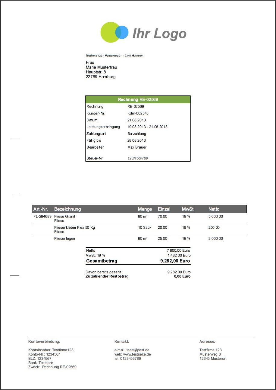 Software Handwerk
 Software für Handwerker Angebote Rechnungen und Mahnungen