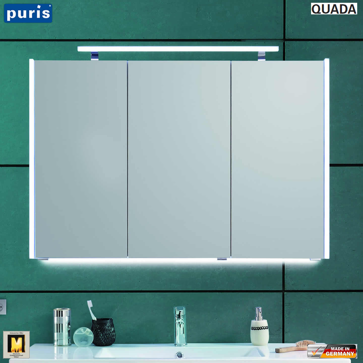 Spiegelschrank Led
 Puris QUADA Spiegelschrank 100 cm mit seitlichen LED