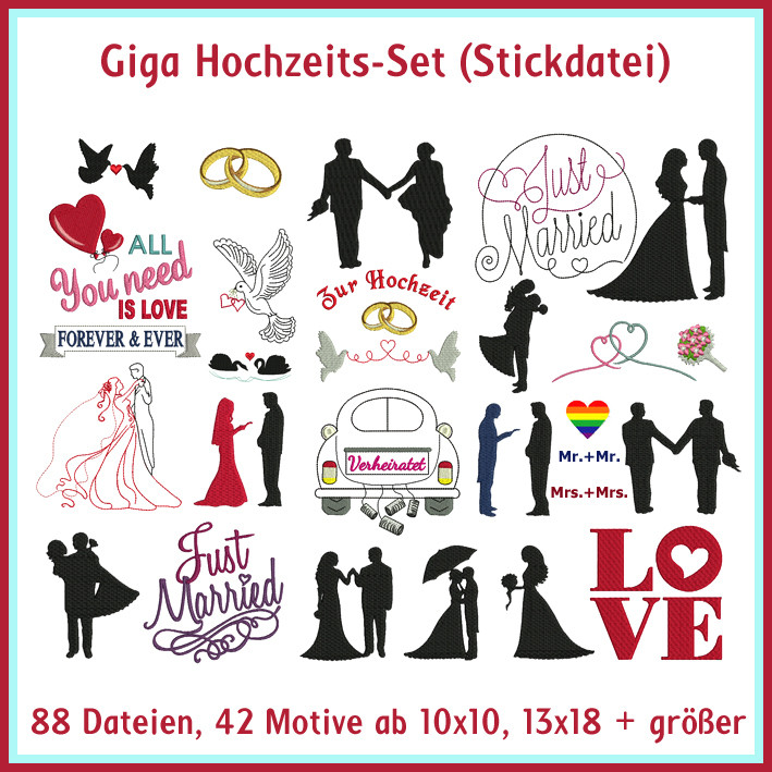 Stickdatei Hochzeit
 Giga Hochzeits Set Stickdatei Rock Queen Stickdateien