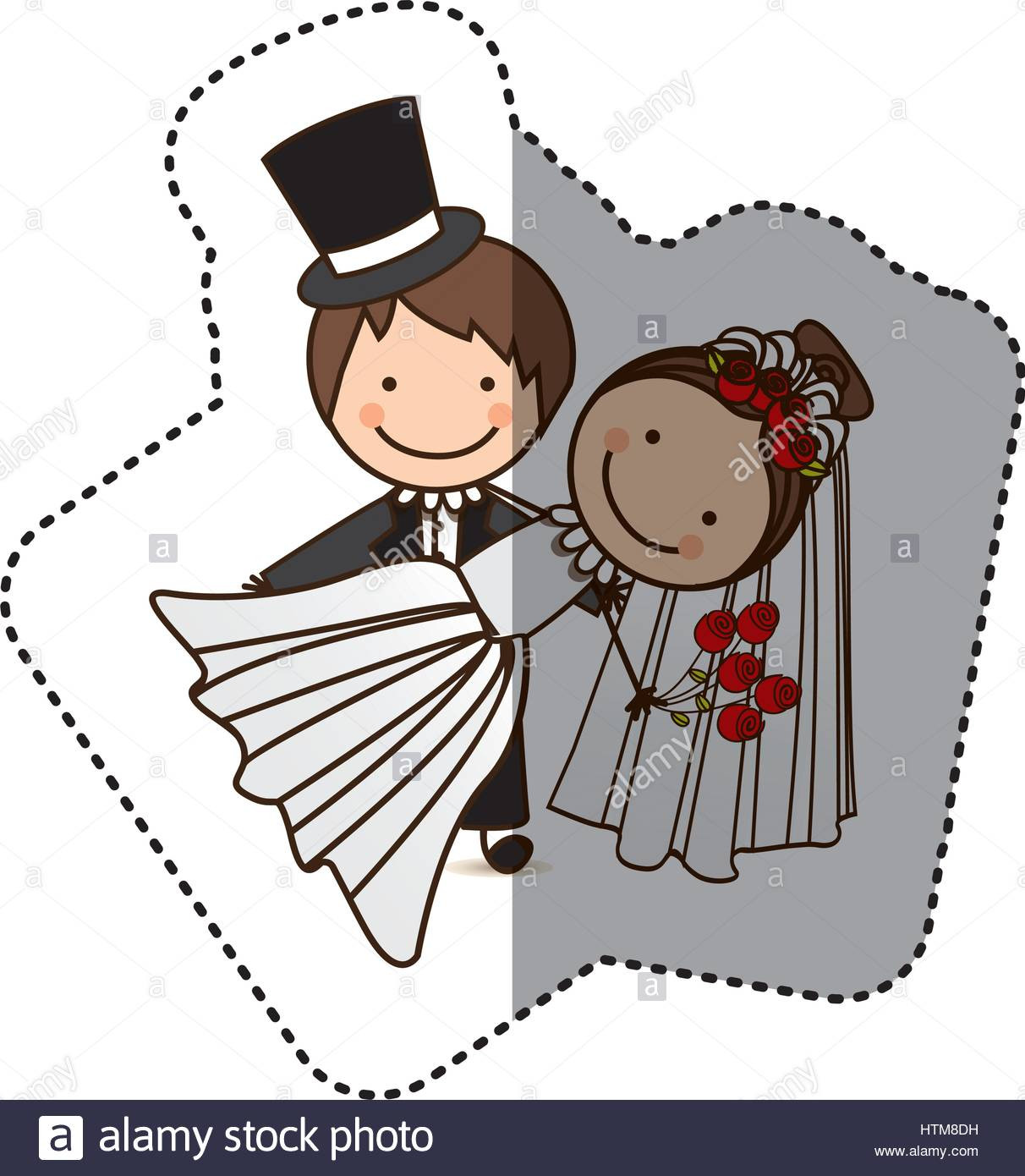 Sticker Hochzeit
 Sticker bunt Karikatur paar Hochzeit Symbol Vektor