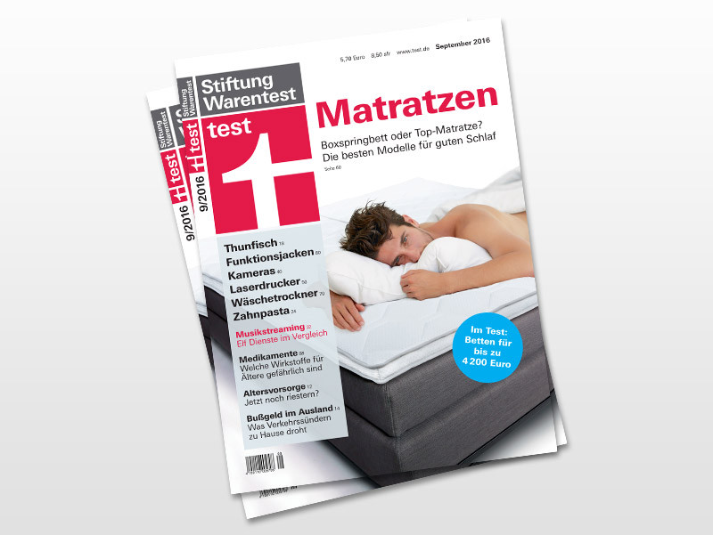 Stiftung Warentest Matratzen
 Stiftung Warentest von Matratzen in 2016 Reaktion