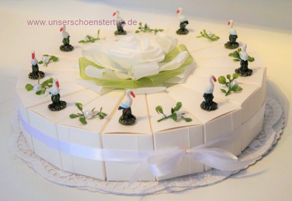 Storch Hochzeit
 Unser schönster Tag Gastgeschenke Torte zur Hochzeit