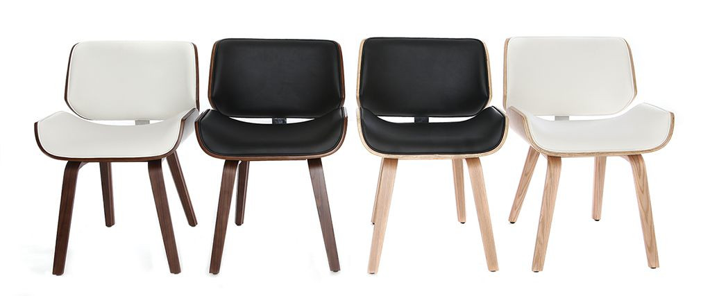 Stuhl Design
 Design Stuhl weiß und helles Holz RUBBENS Miliboo