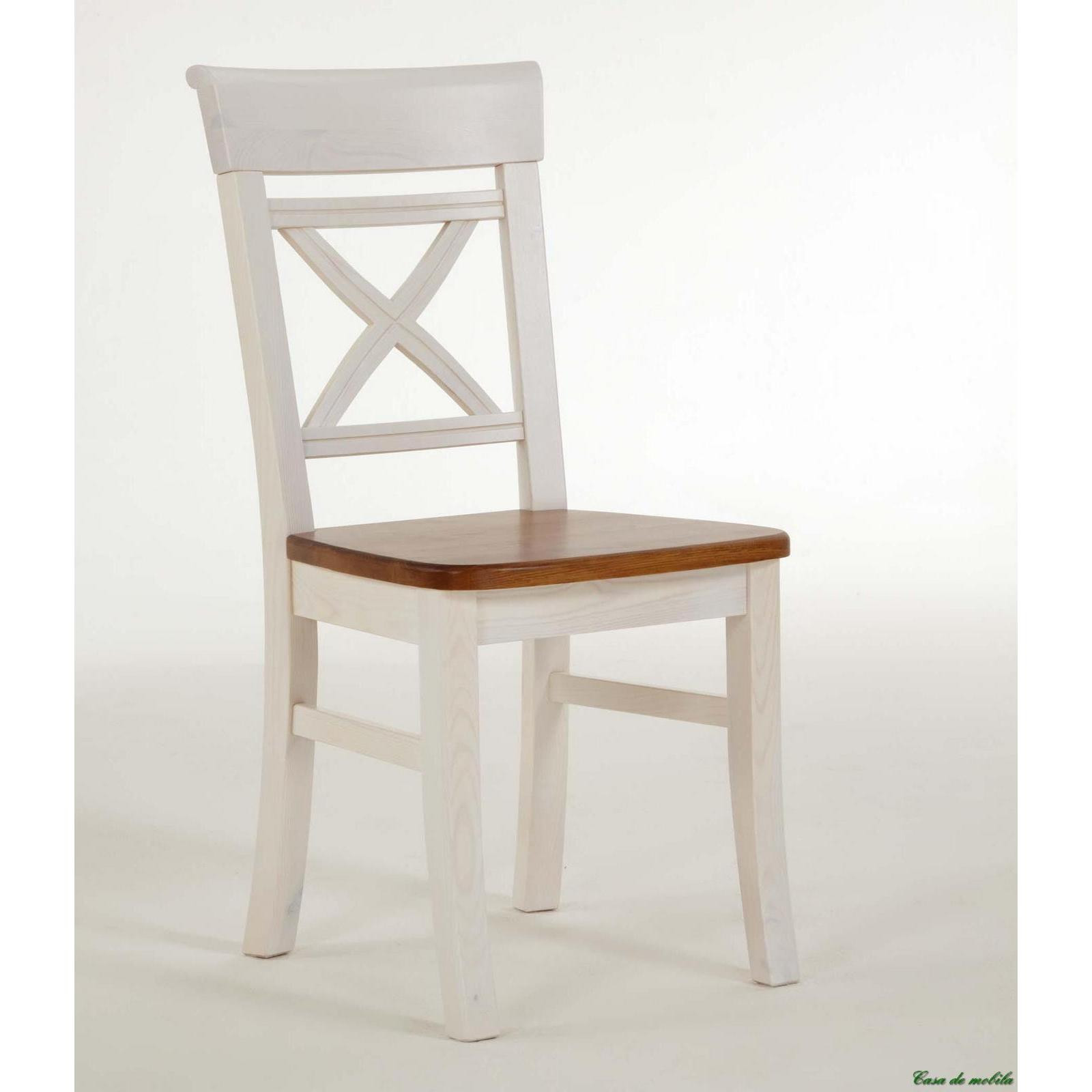 Stuhl Weiß
 Landhaus Stuhl weiß bernsteinfarben lackiert Fjord Holz