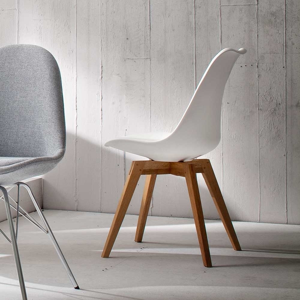 Stuhl Weiß
 Retro Stuhl Vanity in Weiß Eiche für Ihr Esszimmer Wohnen