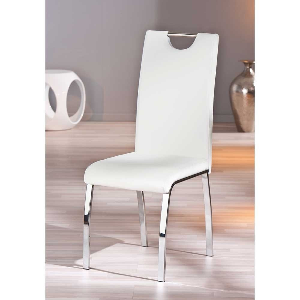 Stuhl Weiß
 Stuhl Ozaro in Weiß Stahl verchromt